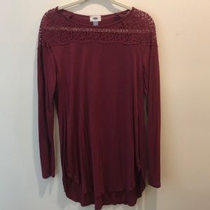 Old Navy maroon long sleeve tunic shirt